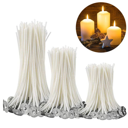 50 PCS/100 PCS 2.6-20cm Candle Wicks Smokeless Wax Pure Cotton Core For DIY Candle Making Pre-Waxed Wicks Party Supplies