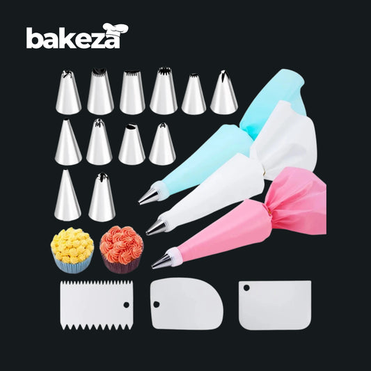 Cake Decorating Tools Kit EVA Pastry Piping Bags and Tips Set Stainless Steel Cake Mouth Scrapers Reusable Baking Supplies Kit